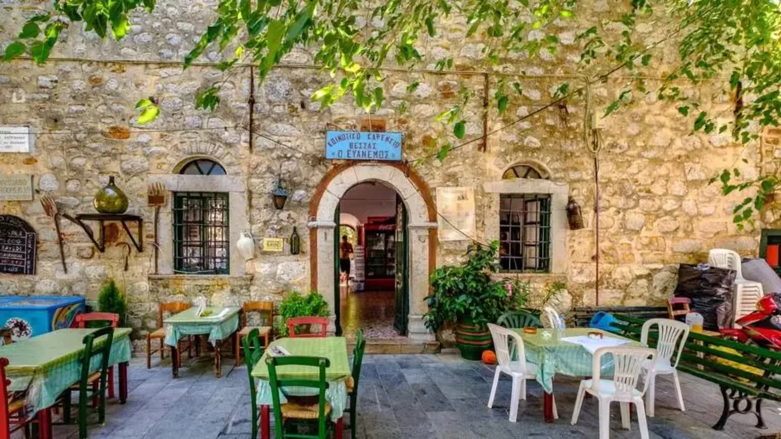 Vessa medieval village in Chios with traditional stone architecture